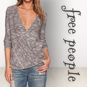 Free People Gray V-Neck Sweater